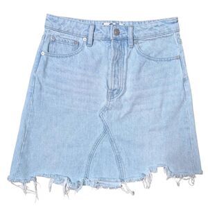We The Free Light Blue Denim Mini Skirt Distressed Hem Size 25